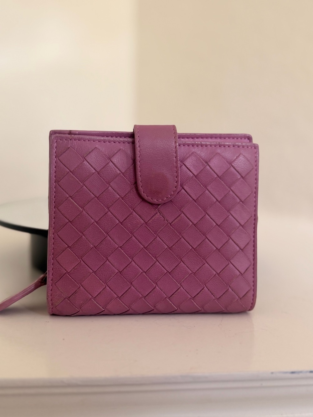 Bottega Veneta Intrecciato French Compact Wallet Lavender Lilac